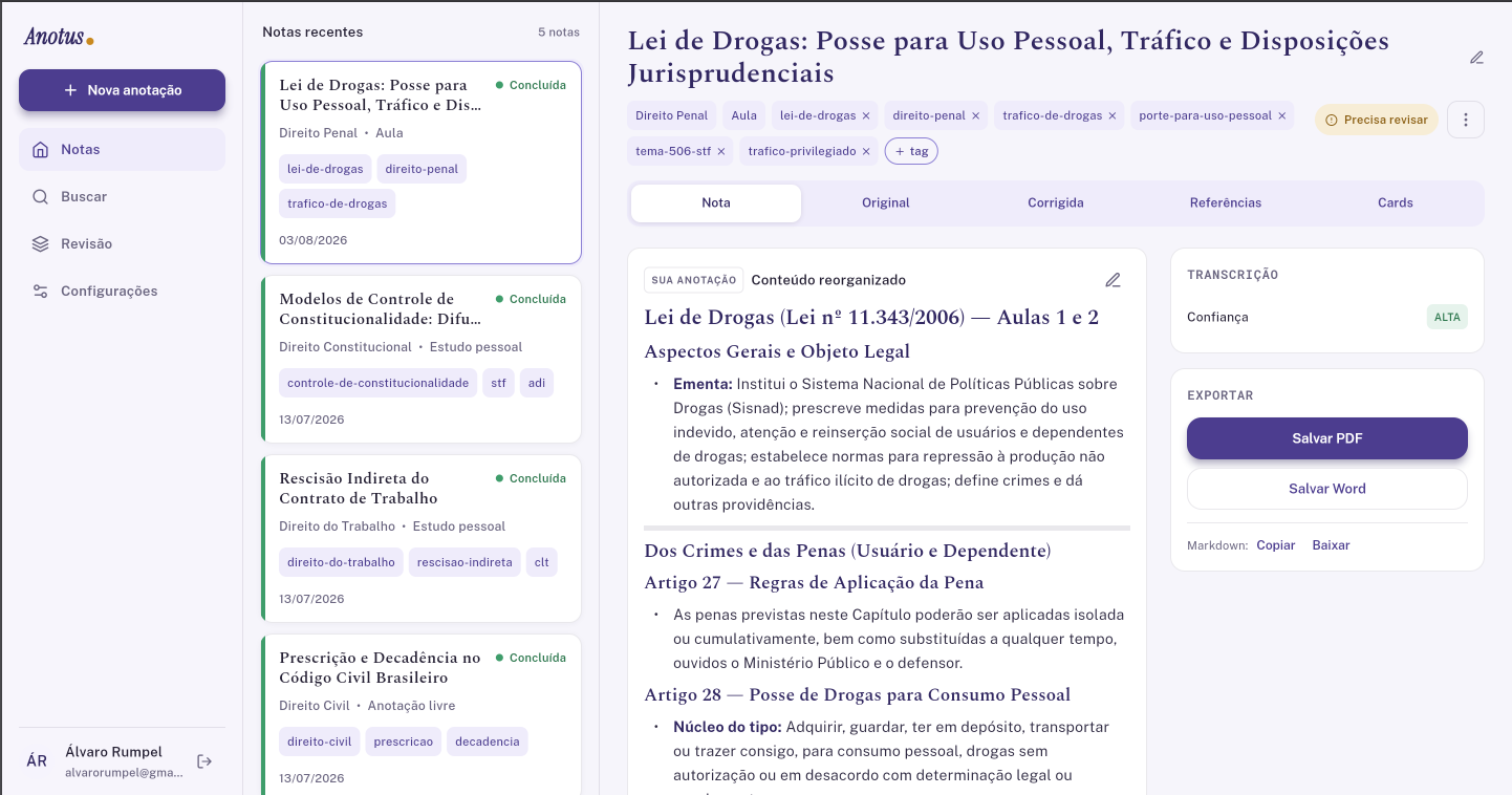 Interface do Anotus